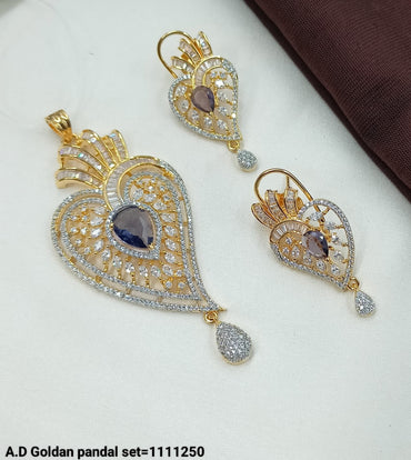 Floral Heart Pendant & Matching Earrings Set – AD Embellished