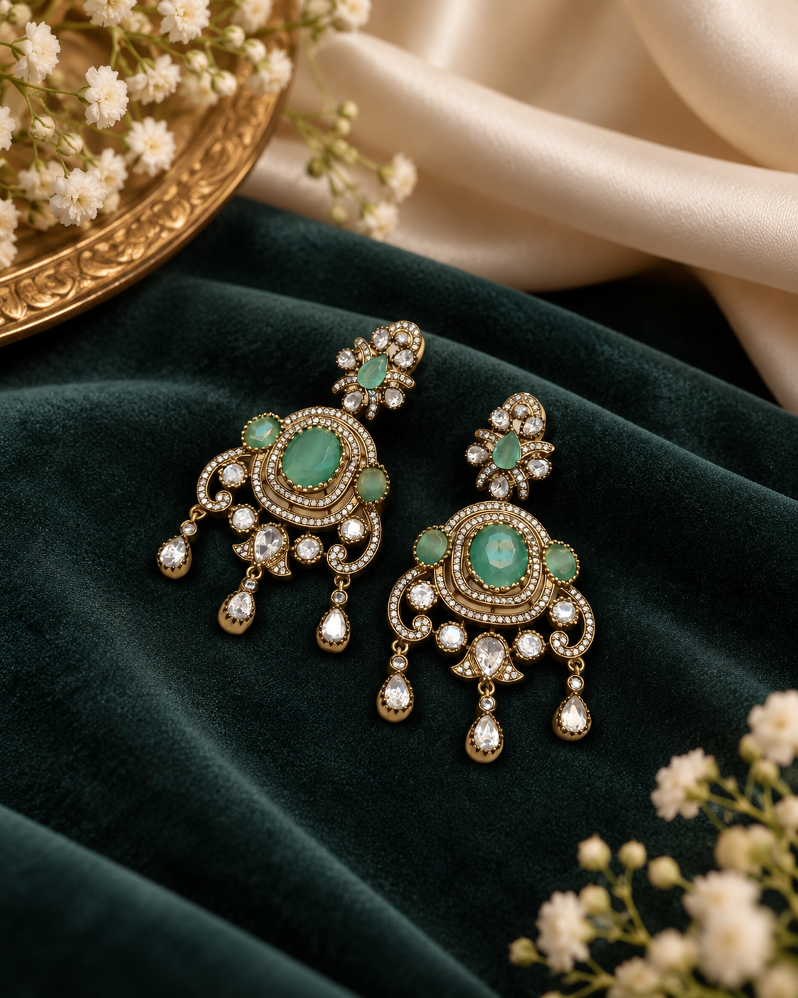 Royal Tiara Kundan Drops