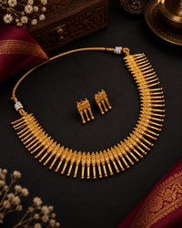 Indian Ethnic Gold Matte Finish Necklace Set for Women