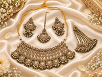 Baby Pink Champagne Bridal Choker Set With Earring set