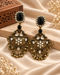 Ruby Red Gold Oxidized Earrings