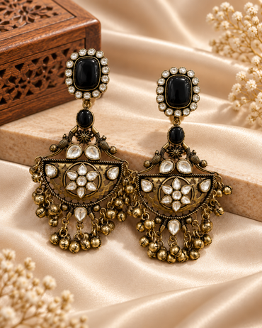 Ruby Red Gold Oxidized Earrings