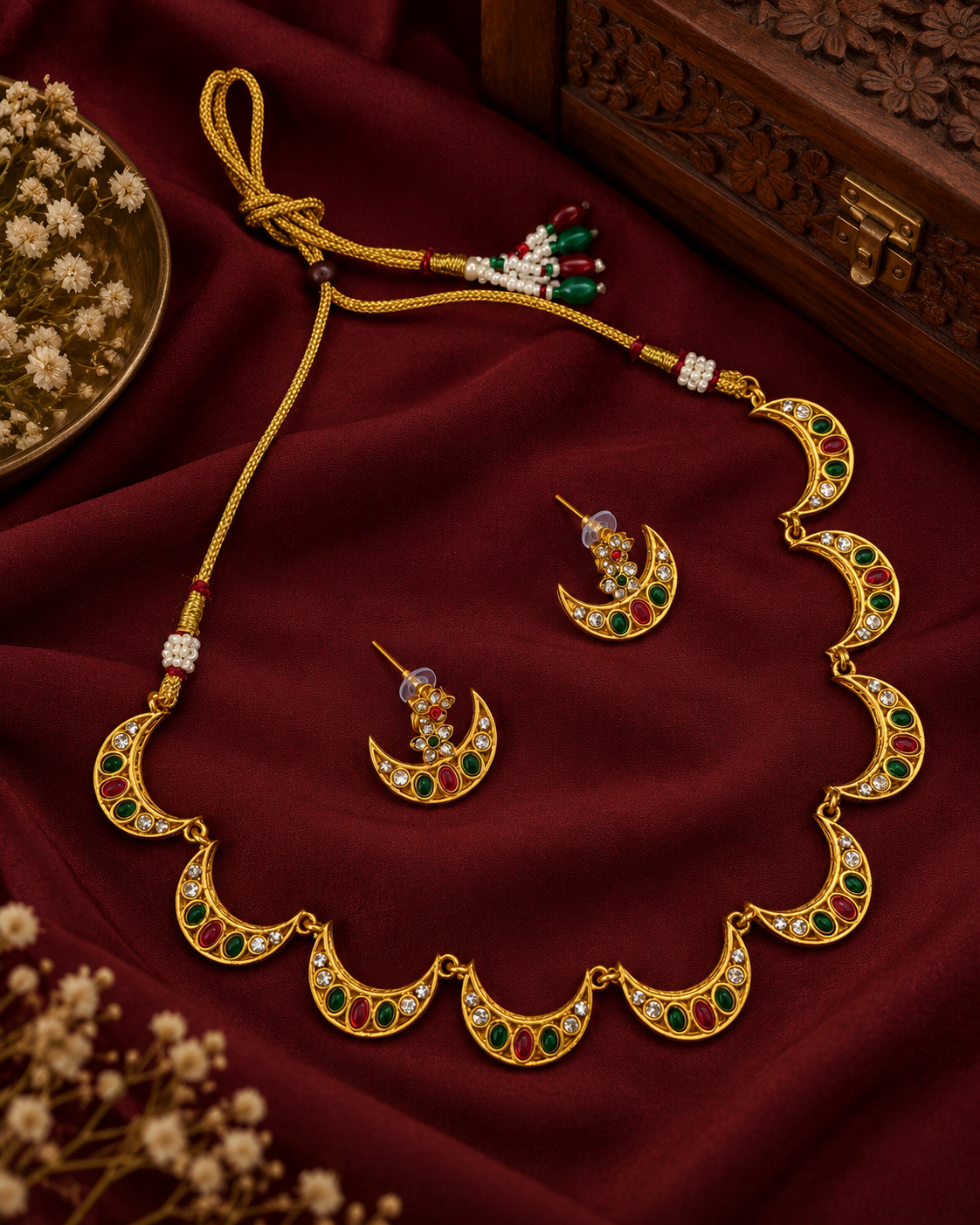 SOUTH STYLE CRESCENT MOTIF NECKLACE SET