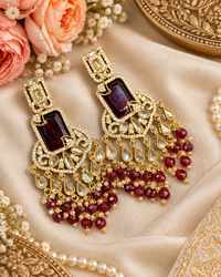 Pearl Fringe Statement Chandelier Earrings