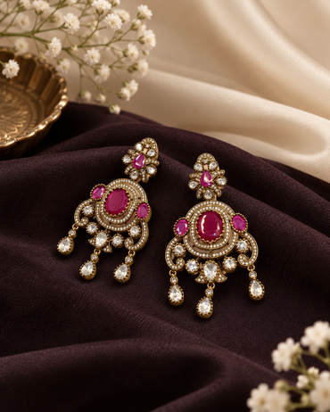 Royal Tiara Kundan Drops