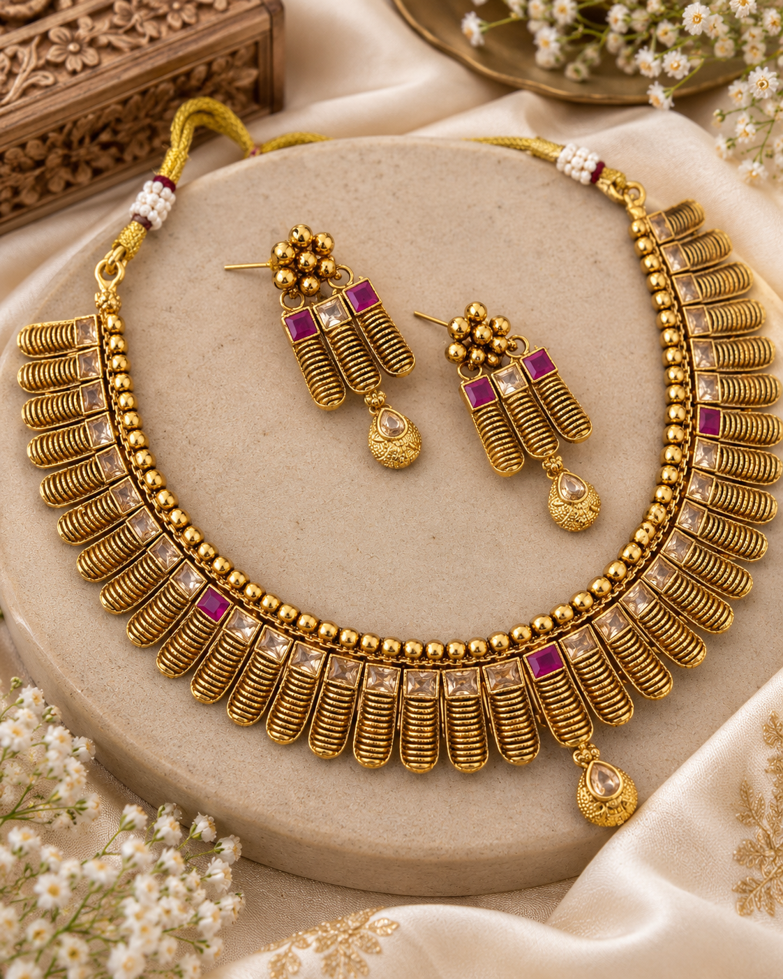 Heritage Premium Copper Matte Gold Choker Set