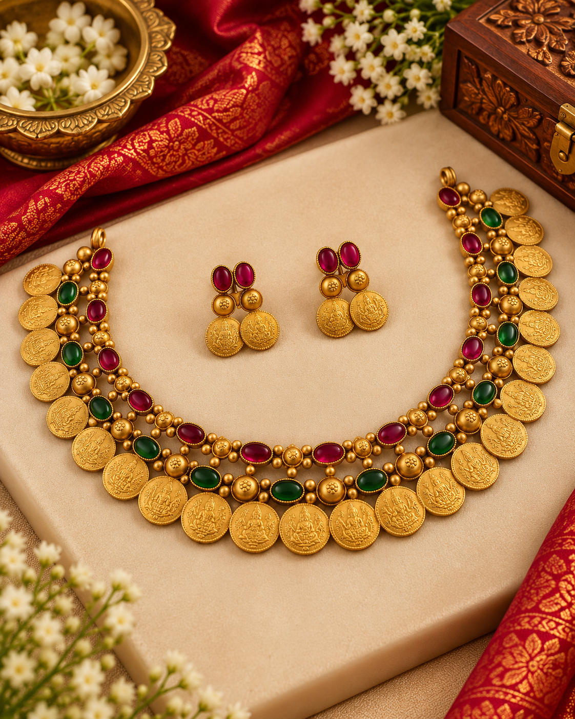 Traditional Gold Coin Temple Choker Set