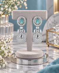 Pavé Teardrop American Diamond Drop Earrings