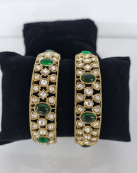 Pastel Mint & Pink Dual Kundan Bangles Set