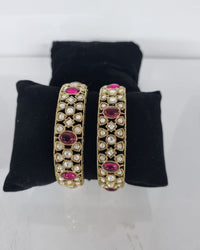 Pastel Mint & Pink Dual Kundan Bangles Set
