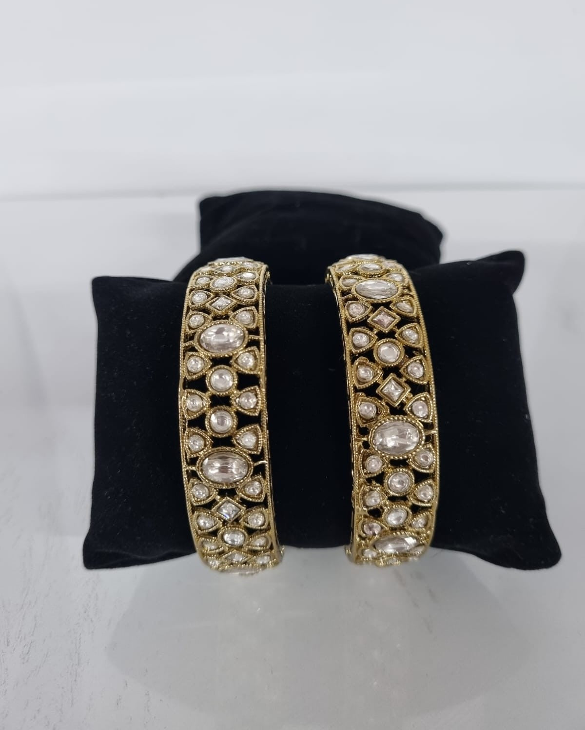 Pastel Mint & Pink Dual Kundan Bangles Set