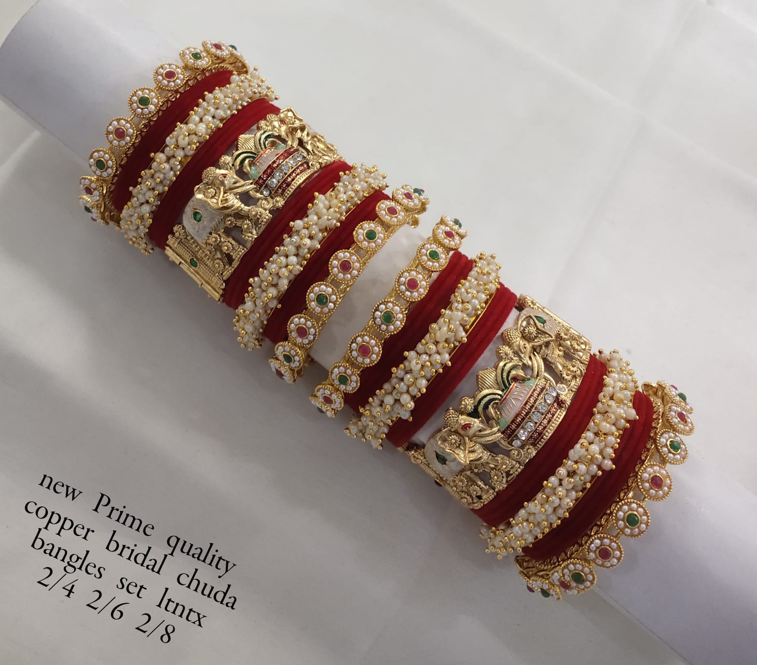 Gold Plated Velvet Chuda Set