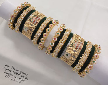 Gold Plated Velvet Chuda Set