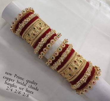 Gold Plated Velvet Chuda Set