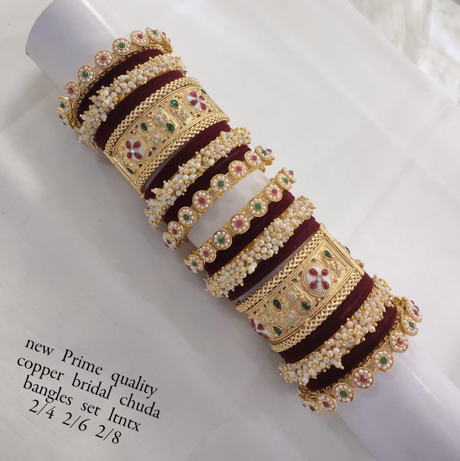Gold Plated Velvet Chuda Set