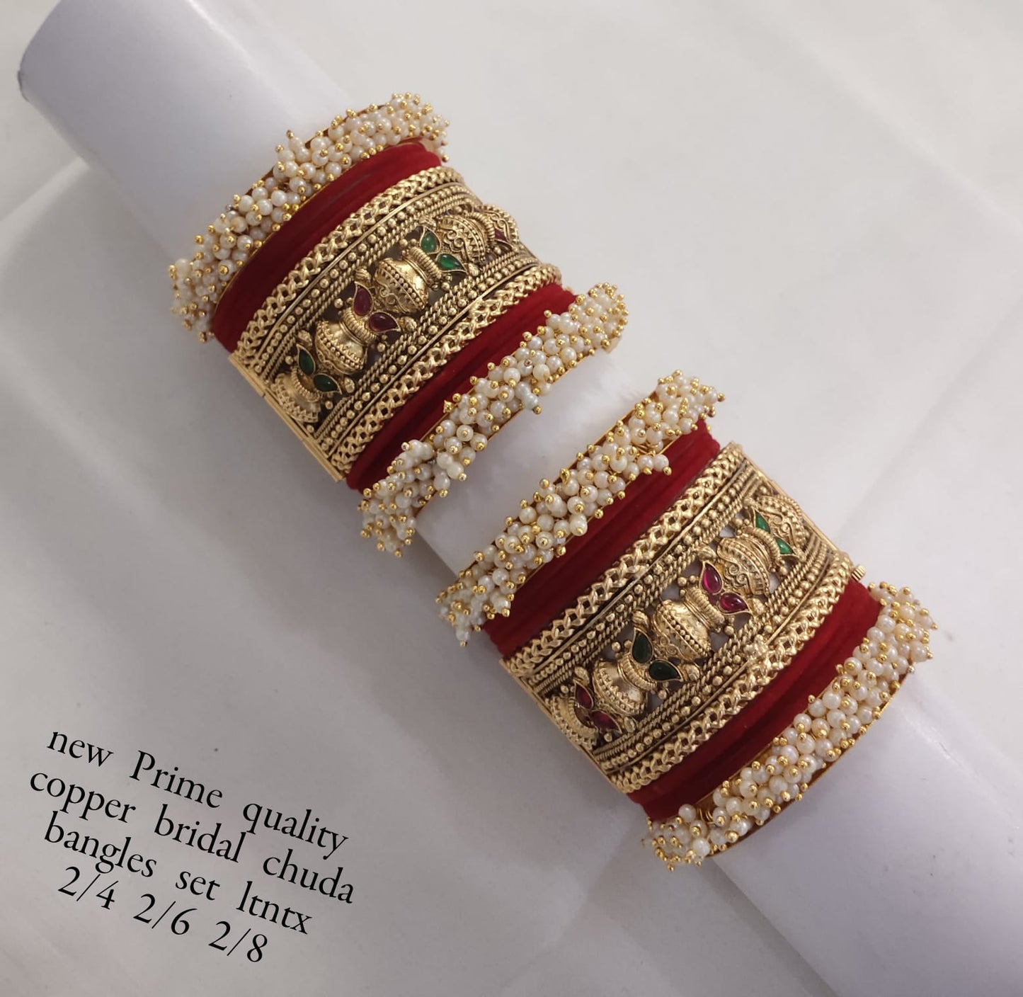 Gold Plated Velvet Bangel Set