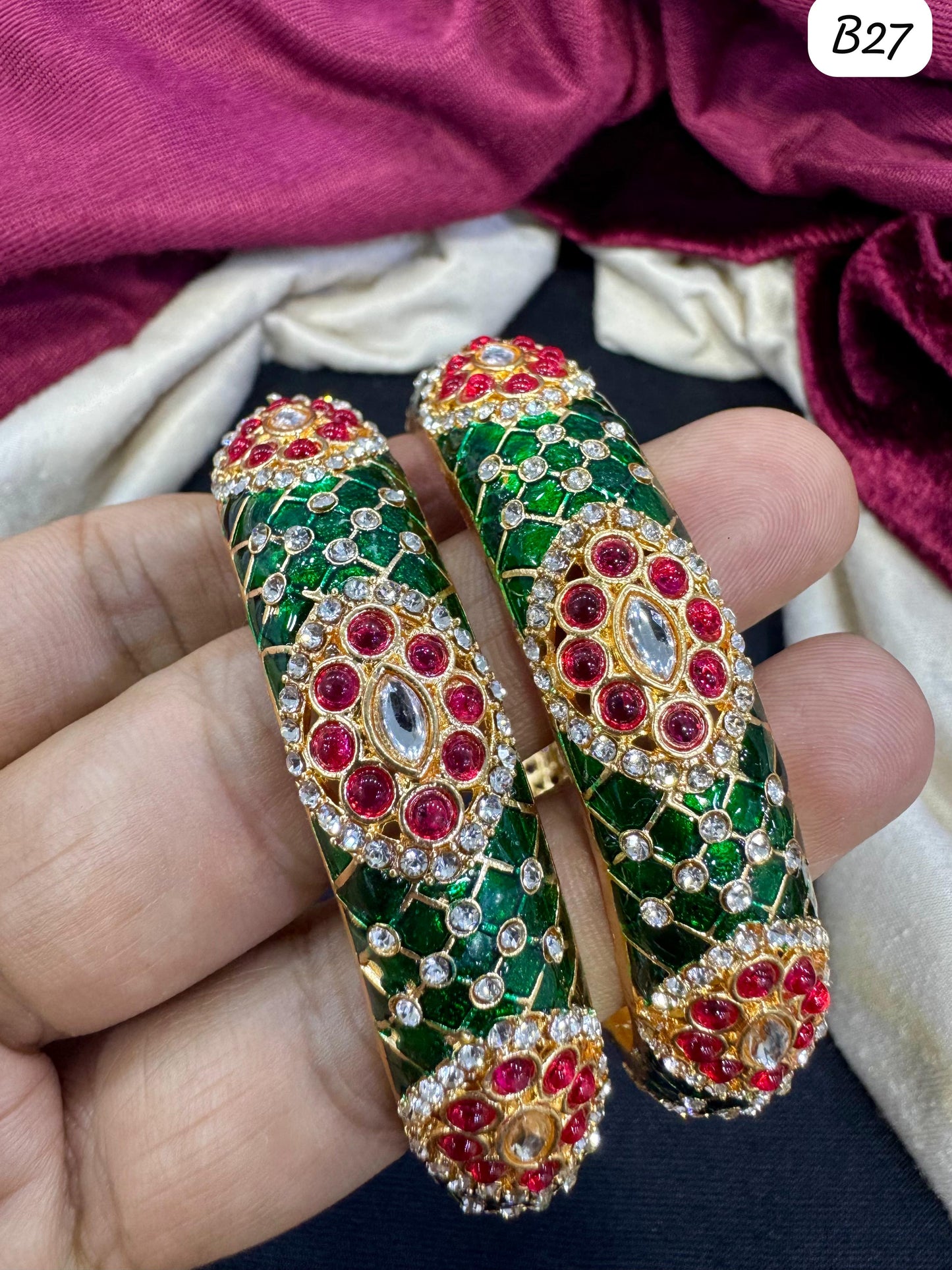 Designer Kundan CZ Stone Bridal Bangles – Traditional Wedding Jewelry | Lucentemarket