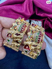 Traditional Temple Design Elephant CZ Bangles – Handcrafted Bridal Jewelry