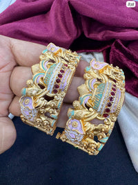 Traditional Temple Design Elephant CZ Bangles – Handcrafted Bridal Jewelry