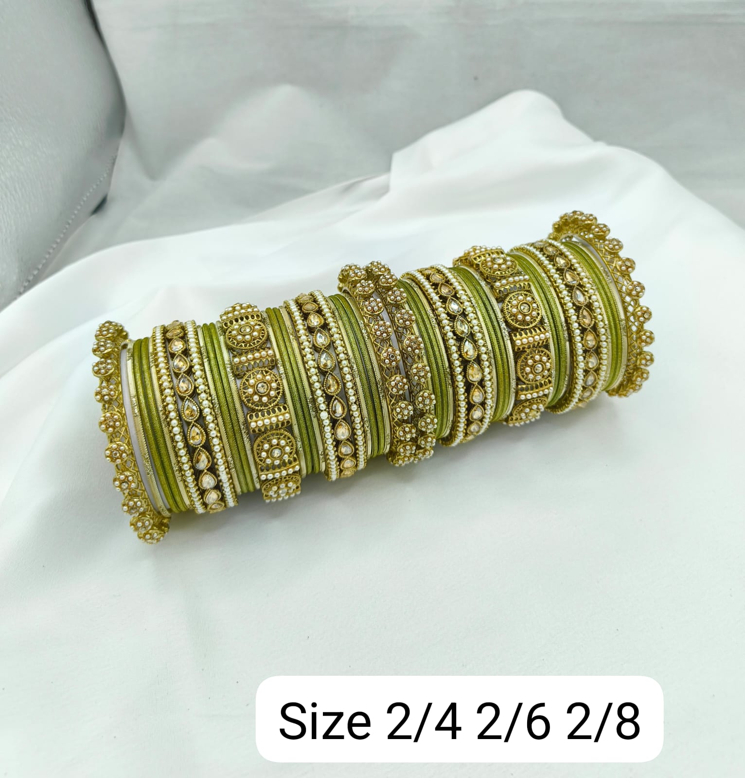 Weddings Gold-Tone Chuda Pearl Bangle Set For Woman & Girls