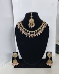 Traditional Floral Choker Necklace set With Earrings & Maang Tikka