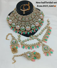 Gold Plated Meenakari Half Bridal Set