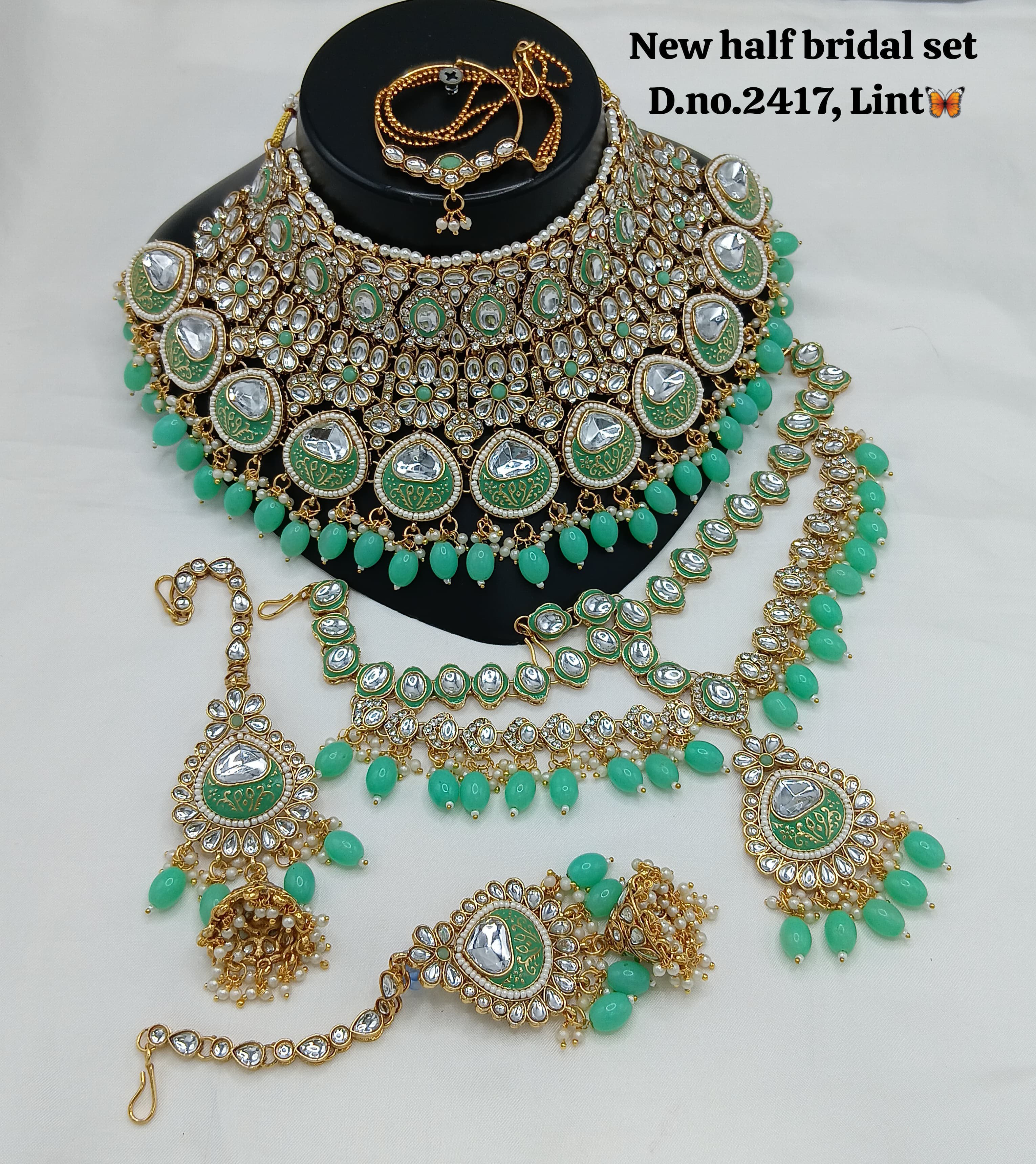 Gold Plated Meenakari Half Bridal Set