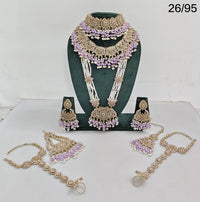 Elegant Bridal Jewelry Set with Intricate Detailing – Earrings, Hand Harnesses & Pasha |3-Piece Necklace Set