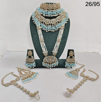 Elegant Bridal Jewelry Set with Intricate Detailing – Earrings, Hand Harnesses & Pasha |3-Piece Necklace Set