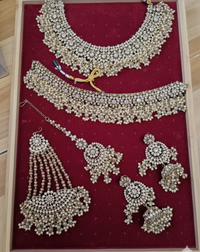 Shadaw Stone Bridal Jewelry Set Choker Necklace, Earring, Maang Tikka & Passa For Woman