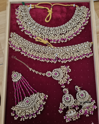 Shadaw Stone Bridal Jewelry Set Choker Necklace, Earring, Maang Tikka & Passa For Woman