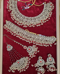 Shadaw Stone Bridal Jewelry Set Choker Necklace, Earring, Maang Tikka & Passa For Woman