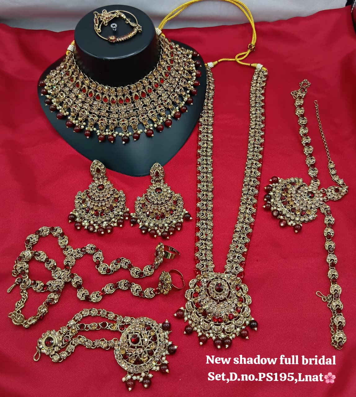 The Heritage Maroon Crimson Bridal Jewelry Set