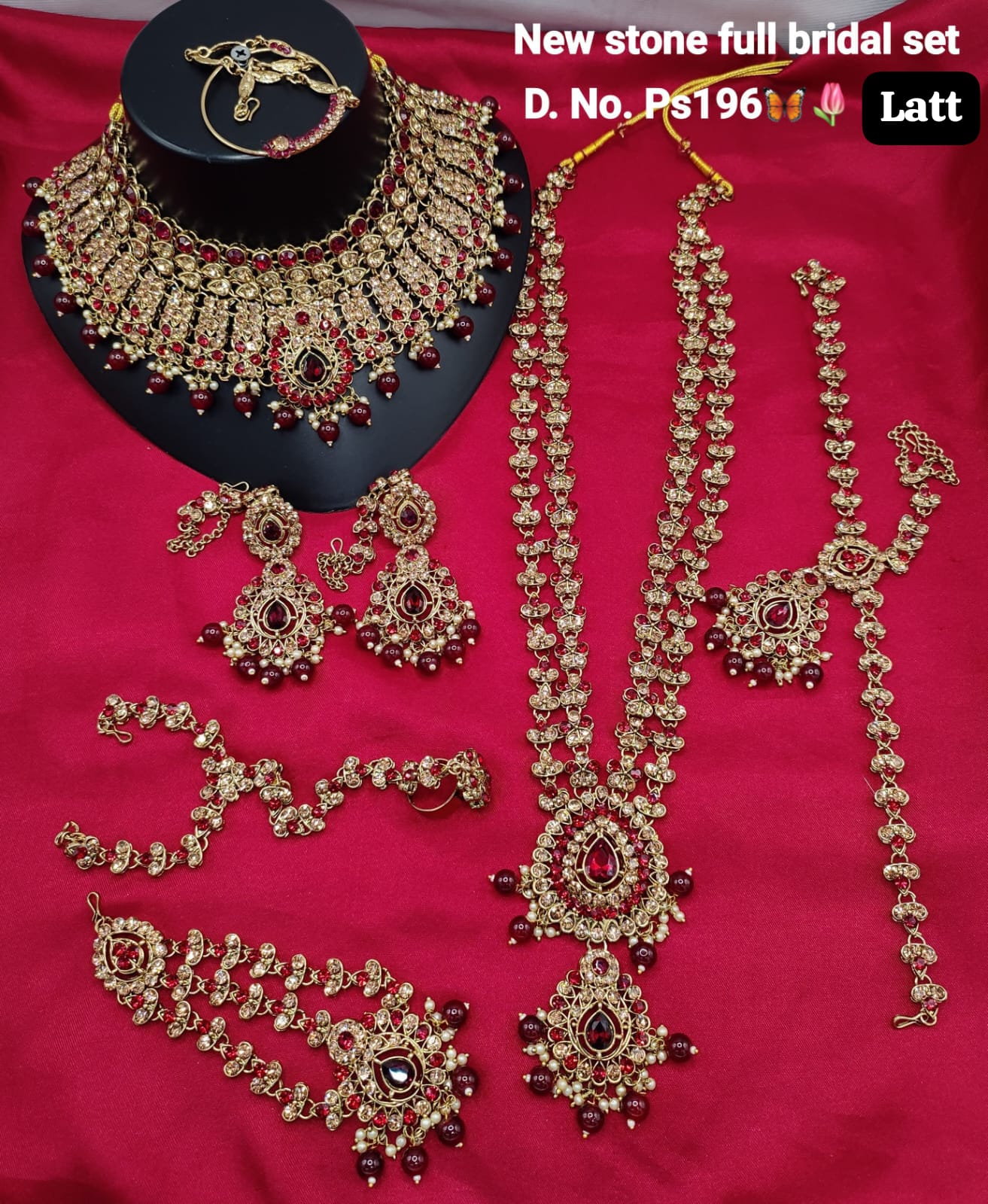 Dulhan Heritage Maroon Crimson Teardrop Bridal Set