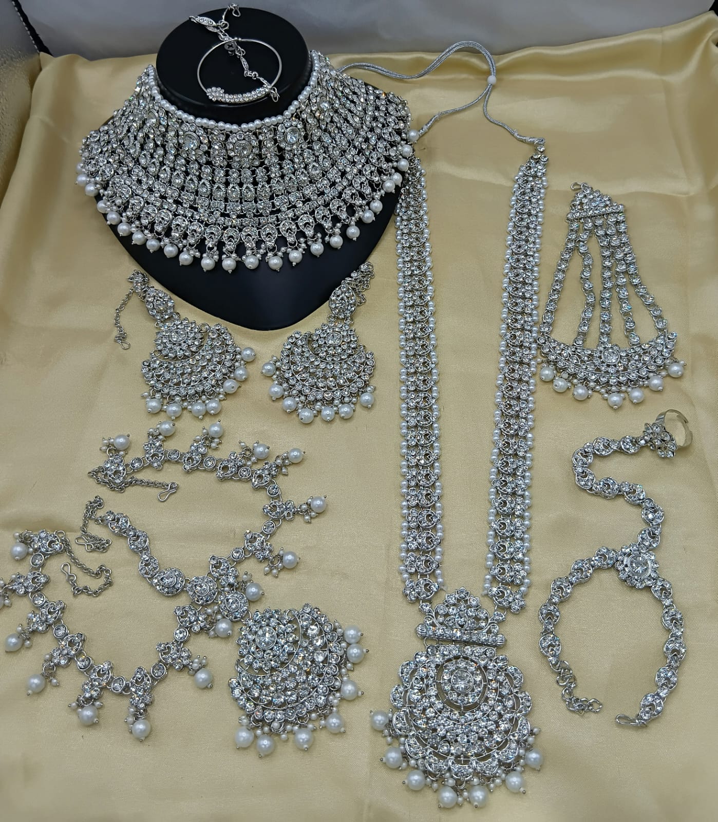 Elegant White & Silver Crystal Empress Bridal Set