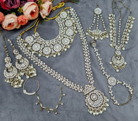 Deep forest green stones & Gold Bridal Jewelry Set
