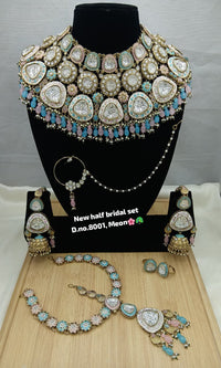 Pastel Firozi & Blush Pink Meenakari Half Bridal Set
