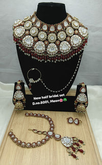 Maroon & White Kundan Bridal Set - Full 6-Piece Wedding Ensemble