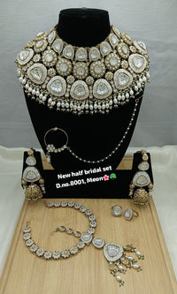 Maroon & White Kundan Bridal Set - Full 6-Piece Wedding Ensemble