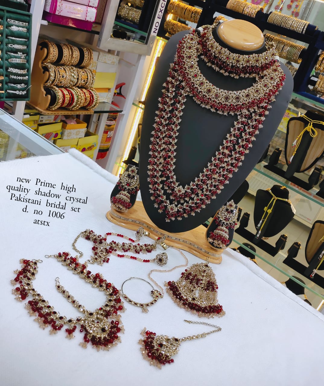 Grand Shadow Crystal Pakistani Bridal Jewellery Set