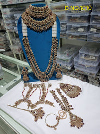 Heavy Crystal Stone & Pearl Accent Statement Bridal Set