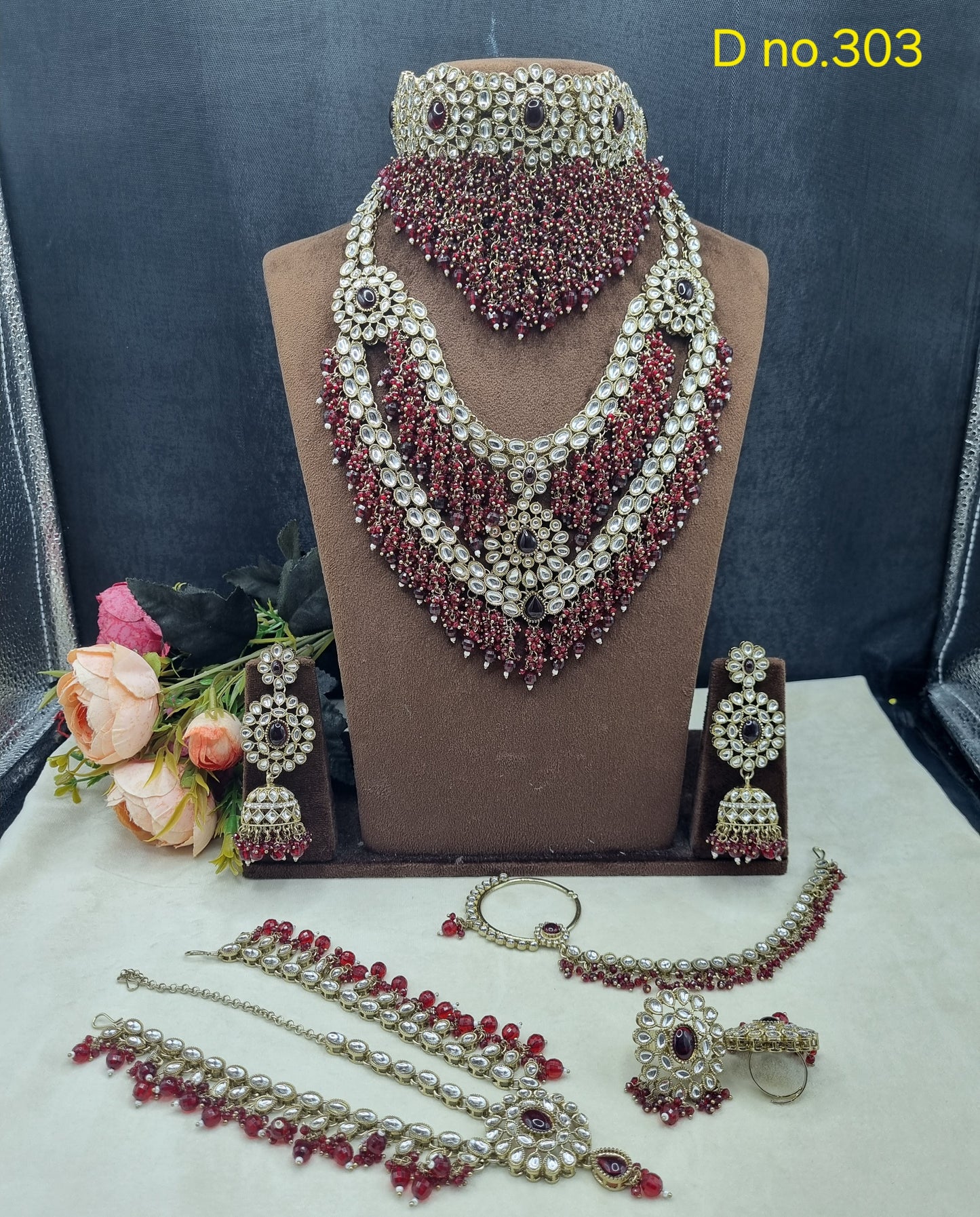 Royal Bridal Stone & Bead Work Complete Jewelry Set