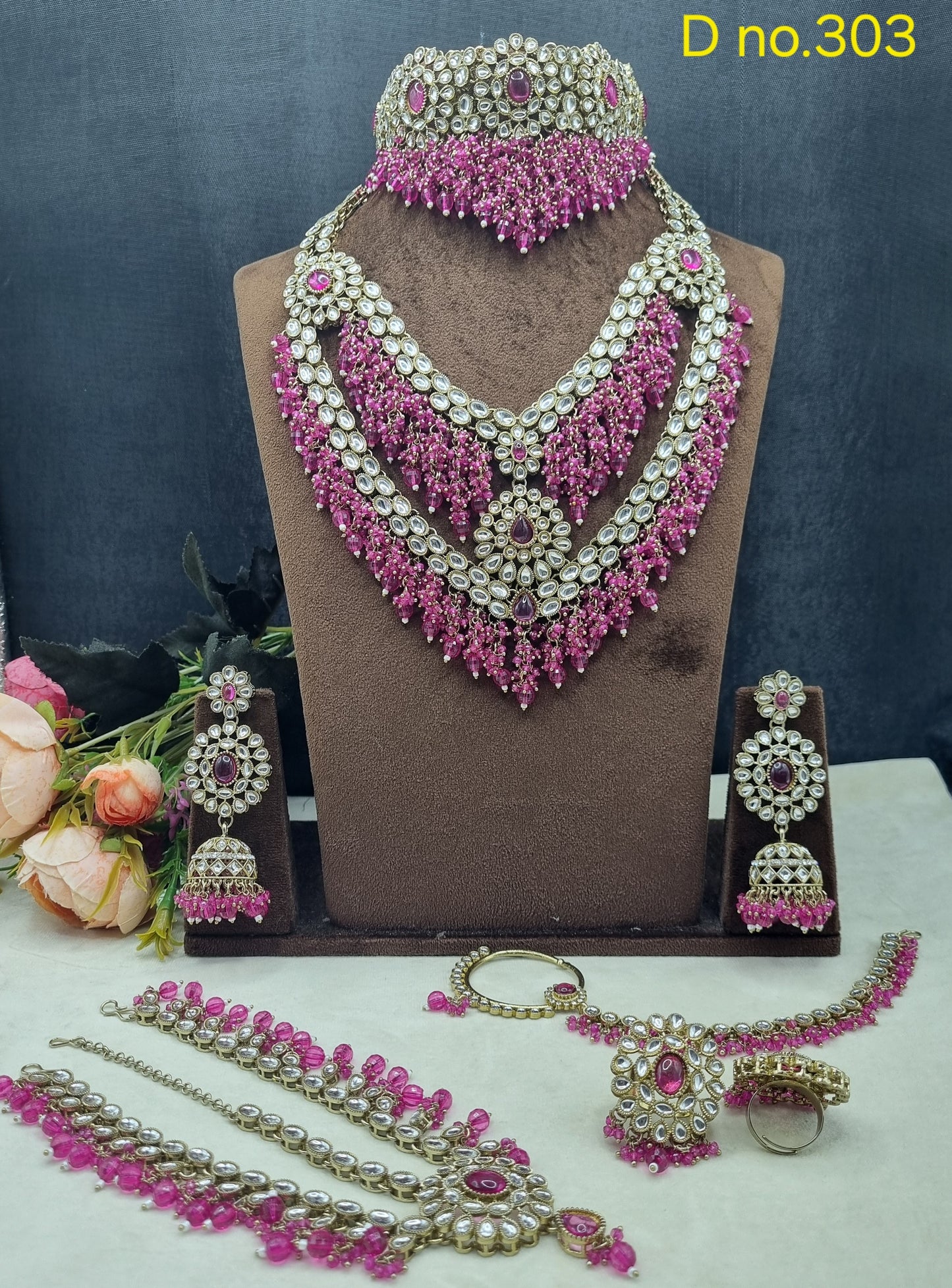 Royal Bridal Stone & Bead Work Complete Jewelry Set
