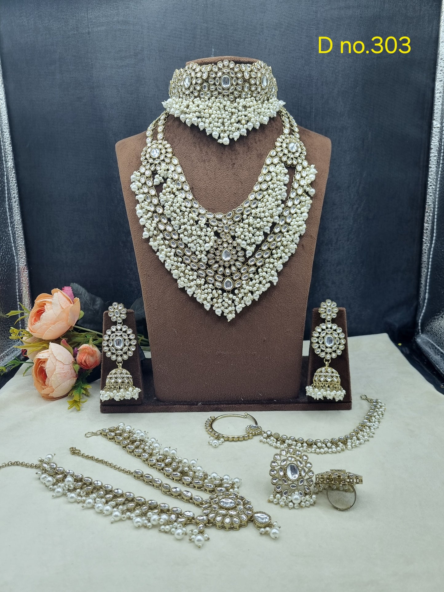 Royal Bridal Stone & Bead Work Complete Jewelry Set