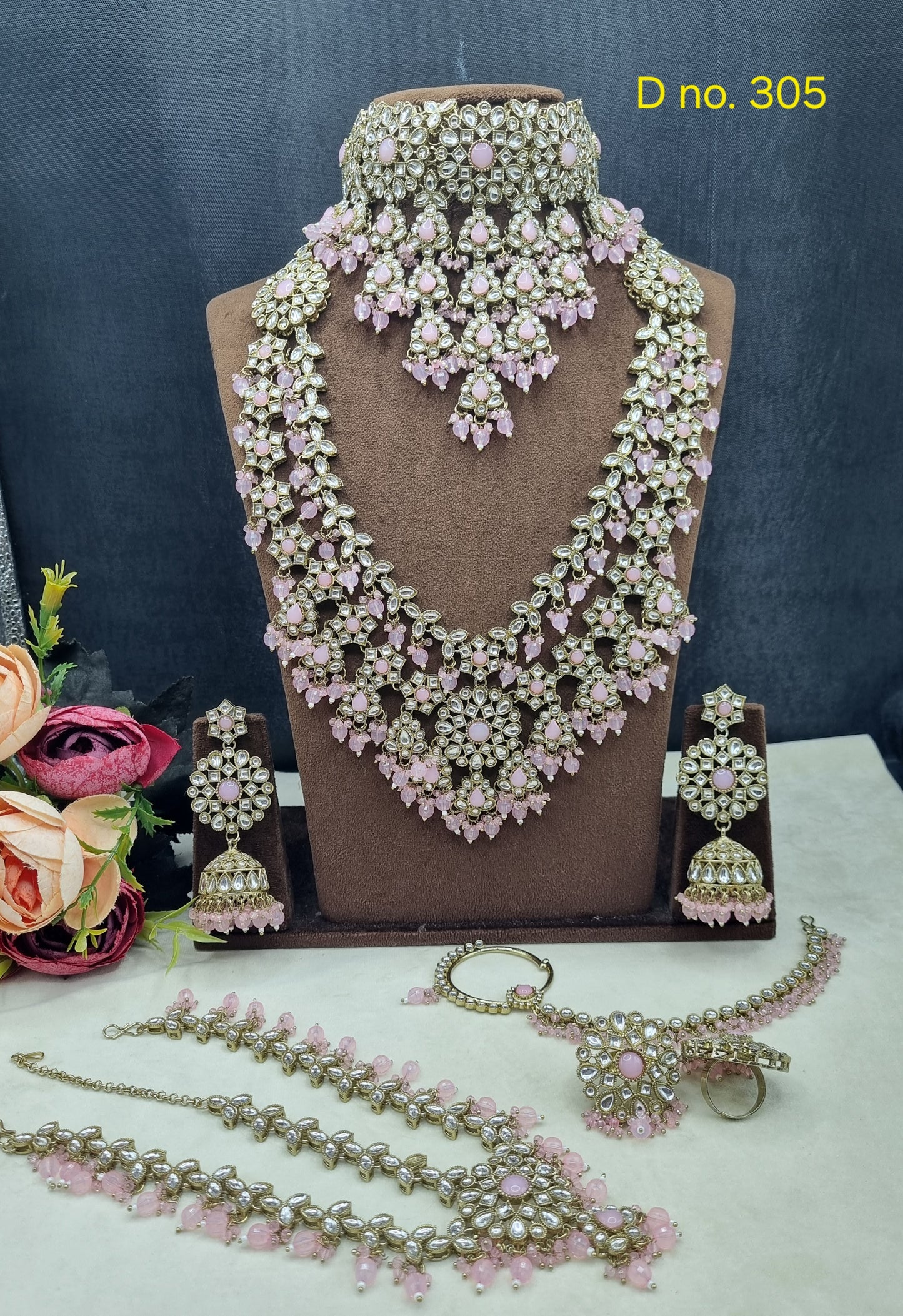 Handcrafted Grand Bridal Stone & Bead Jewelry Set