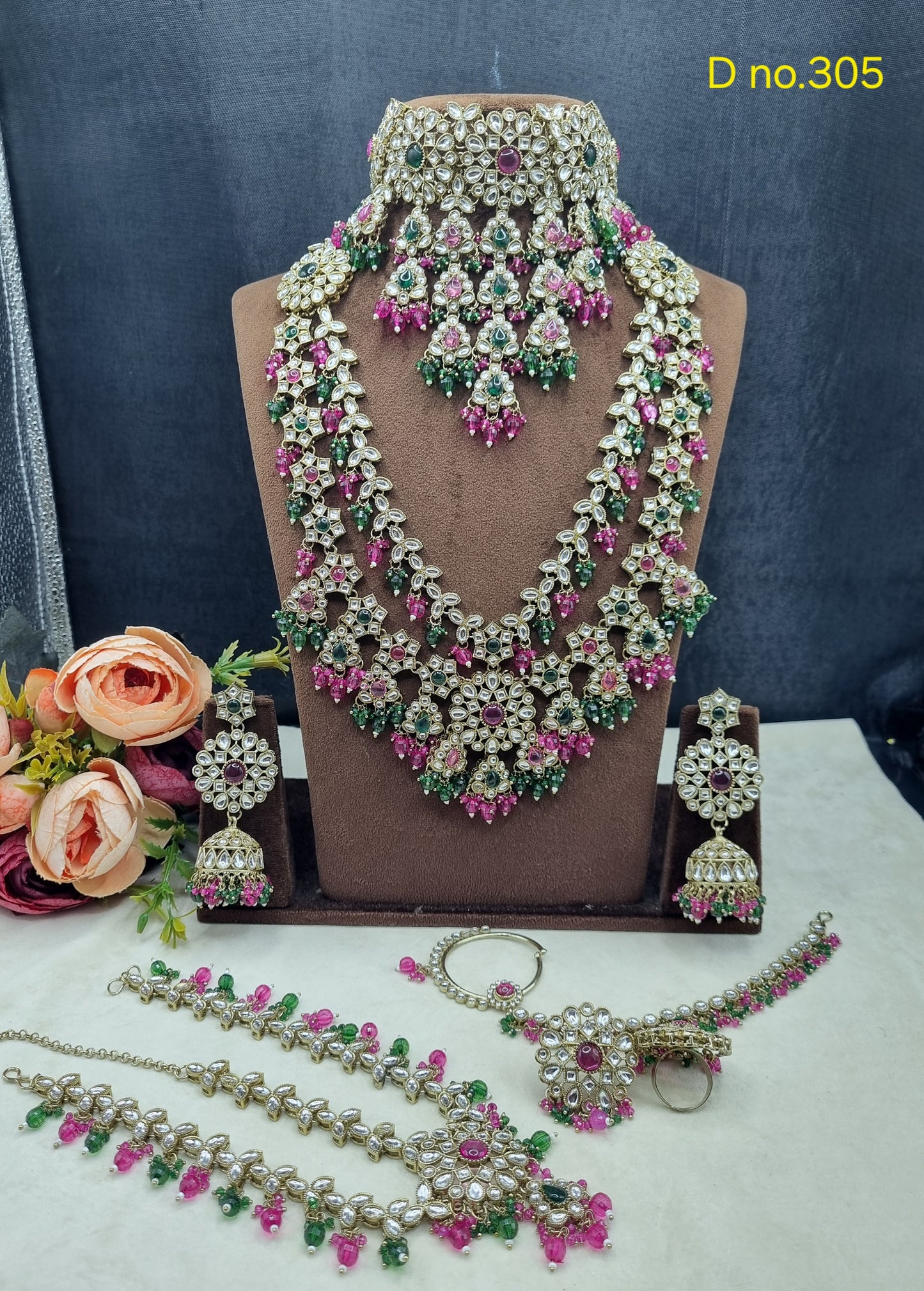 Handcrafted Grand Bridal Stone & Bead Jewelry Set