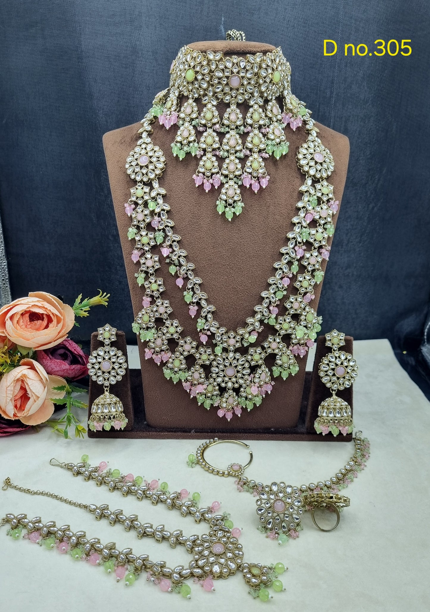Handcrafted Grand Bridal Stone & Bead Jewelry Set