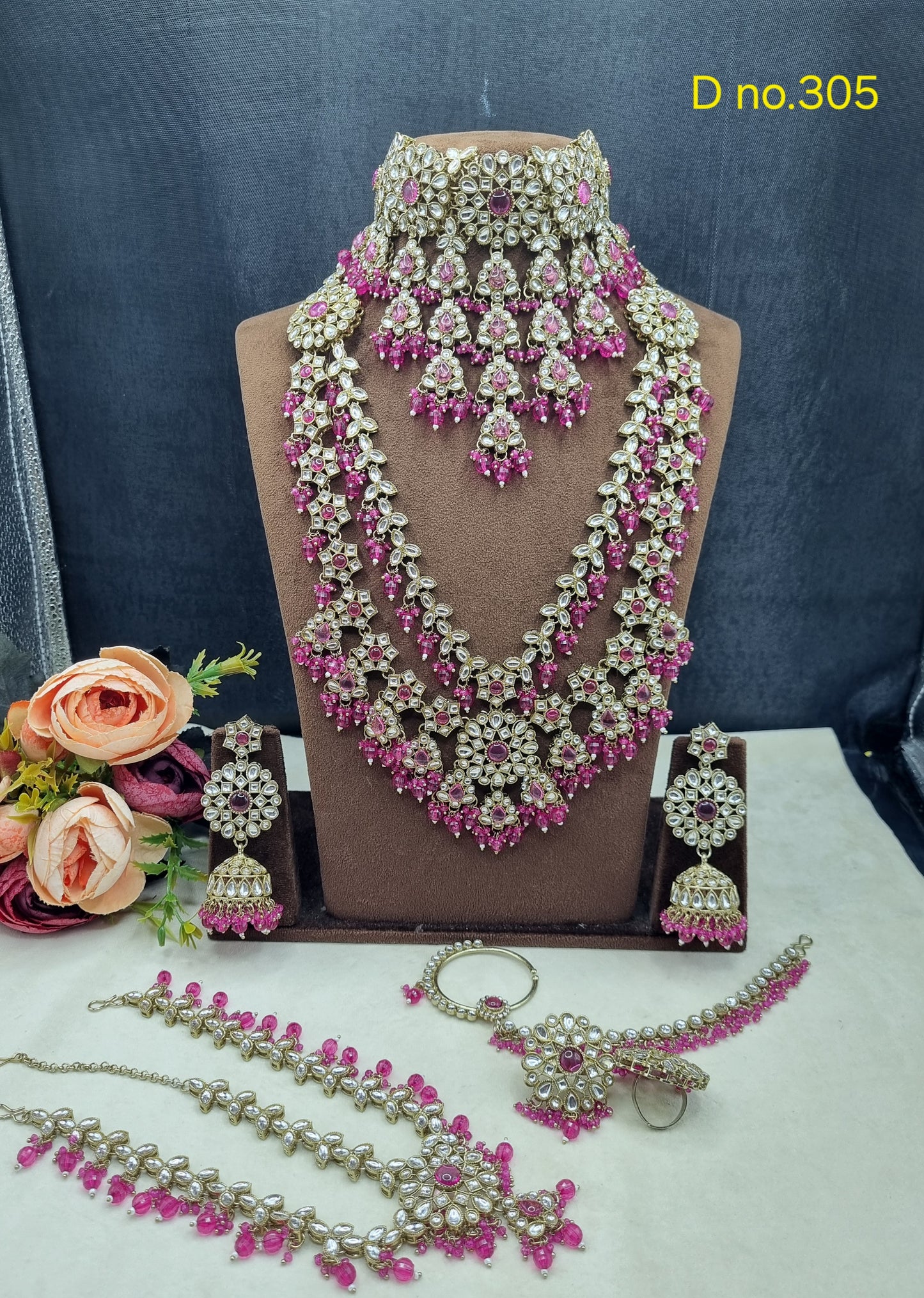 Handcrafted Grand Bridal Stone & Bead Jewelry Set