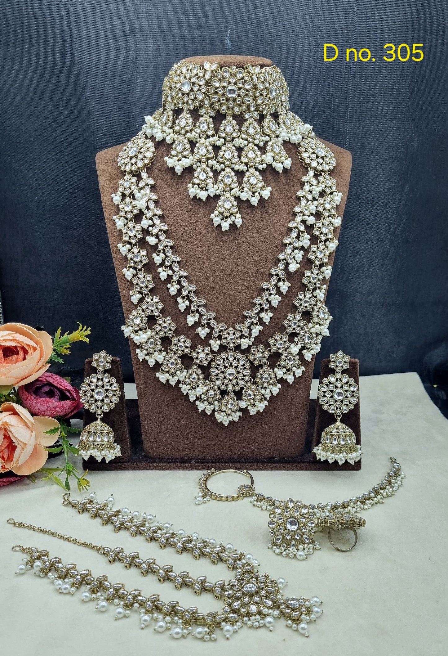 Handcrafted Grand Bridal Stone & Bead Jewelry Set