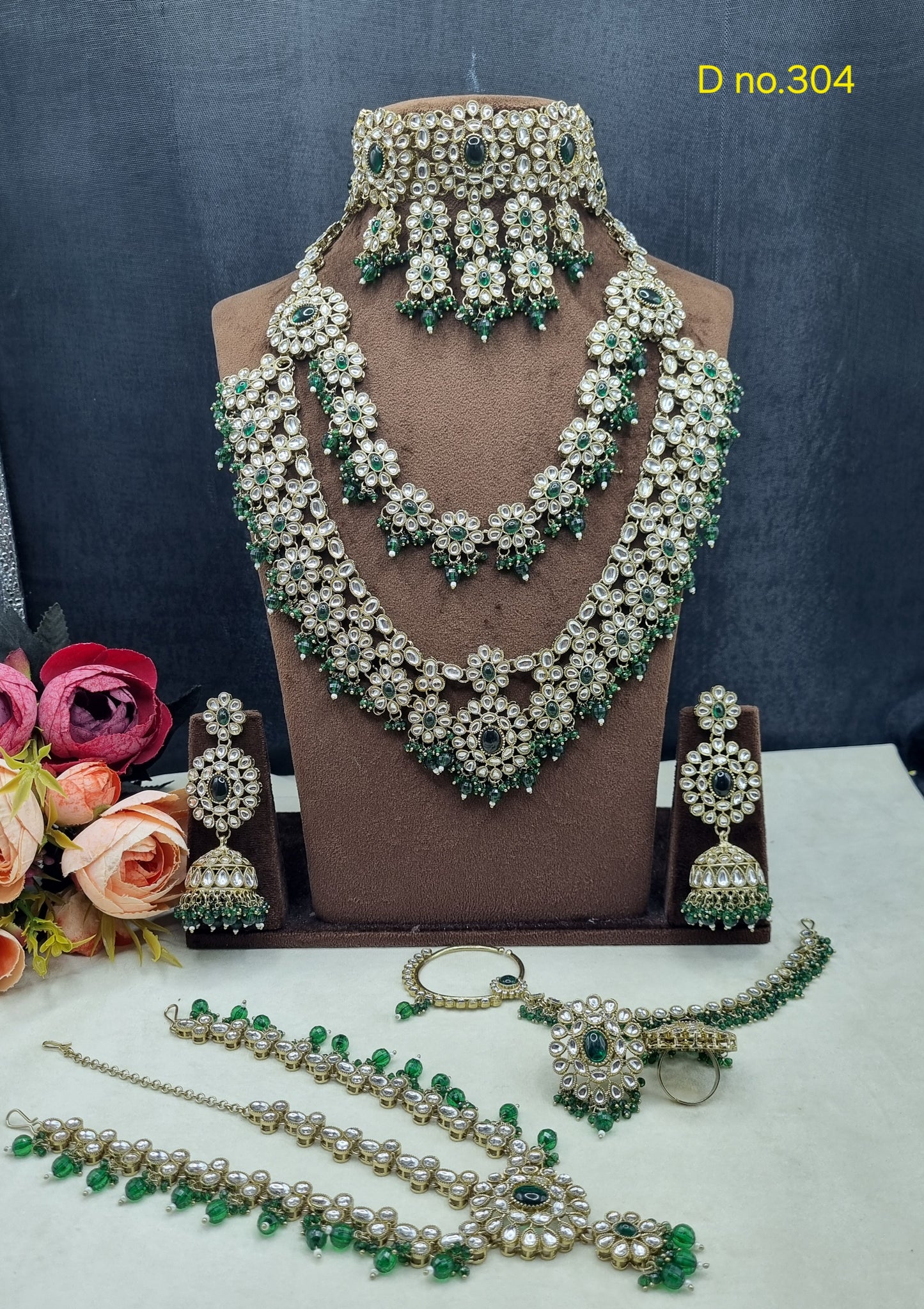 Complete Bridal Jewelry Set – Antique Gold-Plated Choker, Rani Haar & Accessories